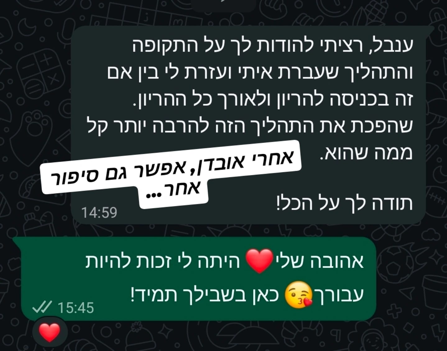 המלצת מטופלת על טיפולי פוריות בדיקור סיני - ענבל אשקלון